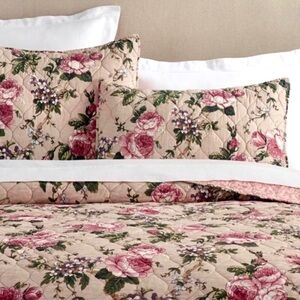 Pottery Barn Quilt Full Queen Cotton Linen Floral New With Tag